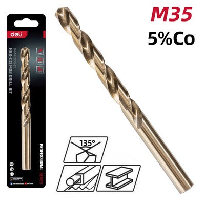 DELI τρυπάνι DH-MHZ100-E2 για μέταλλο, M35 HSS 5% κοβαλτίου, DIN 388, 10x133mm, κυλινδρικό