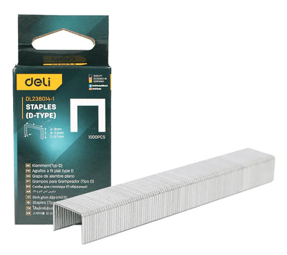 DELI συνδετήρες σχήματος Π DL238014-1 για καρφωτικό, 0.7x8x11.3mm, 1000τμχ