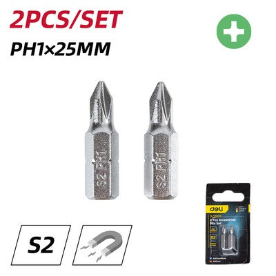 DELI σετ μύτες κατσαβιδιού DL251001, μαγνητικές, PH1x25mm, 2τμχ