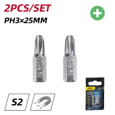 DELI σετ μύτες κατσαβιδιού DL251003, μαγνητικές, PH3x25mm, 2τμχ