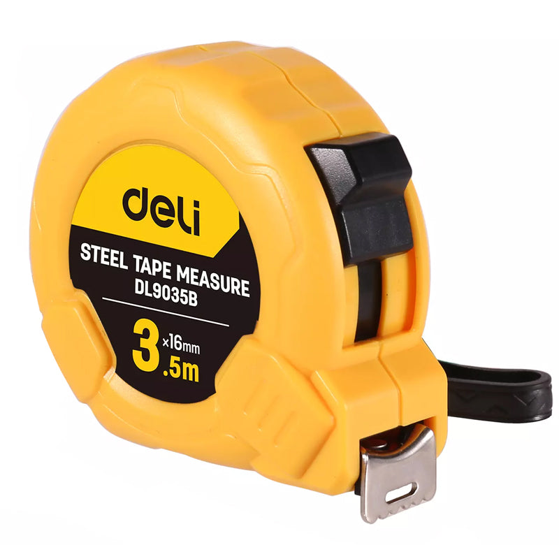 DELI μέτρο DL9035B, με κλείδωμα & clip ζώνης, 3.5m x 16mm