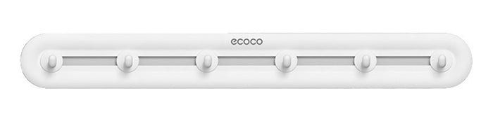 ECOCO κρεμάστρα μπάνιου/κουζίνας E23154 με 6 γάντζους, 3.8x5x40cm, λευκή
