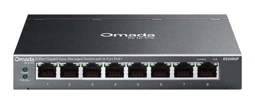 TP-LINK easy managed switch ES208GP, 8x Gigabit θύρες, PoE+, V1.0