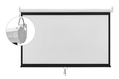 BRATECK οθόνη προβολής projector τοίχου/οροφής ESBA100, 221x124cm, 16:9/100", πτυσσόμενη