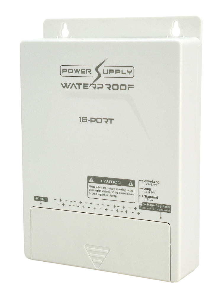 FOLKSAFE τροφοδοτικό συστημάτων CCTV FS-DC121608W, 16 εξόδων, 12V/8A, αδιάβροχο IP65