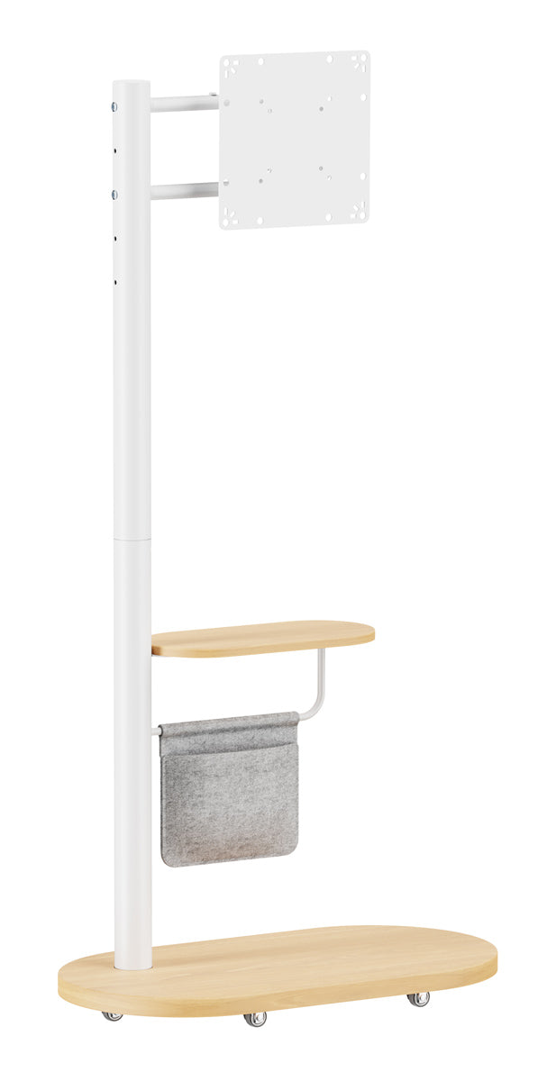 BRATECK βάση τηλεόρασης δαπέδου FS54-22T-02W, 17-43", έως 15kg, με ράφι & ροδάκια, λευκή