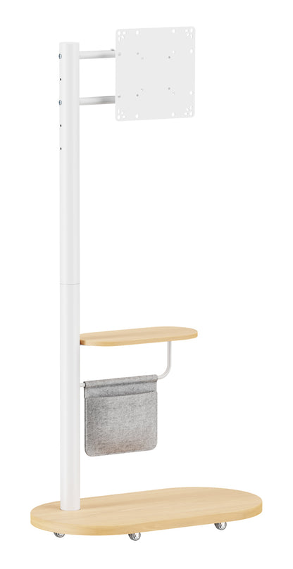 BRATECK βάση τηλεόρασης δαπέδου FS54-22T-02W, 17-43", έως 15kg, με ράφι & ροδάκια, λευκή