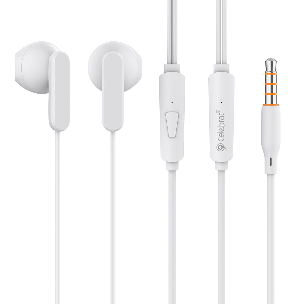 CELEBRAT earphones με μικρόφωνο G23, 3.5mm σύνδεση, Φ14mm, 1.2m, λευκά