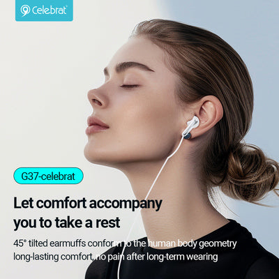 CELEBRAT earphones με μικρόφωνο G37, USB-C σύνδεση, 14.2mm, 1.2m, λευκά
