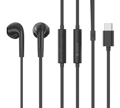 CELEBRAT earphones με μικρόφωνο G39, USB-C σύνδεση, 14mm, 1.2m, μαύρα