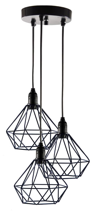 POWERTECH τρίφωτο φωτιστικό οροφής HLL-0004, E27, Φ20, μεταλλικό, μαύρο