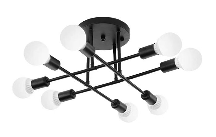 POWERTECH φωτιστικό οροφής HLL-0152, 8x E27, μεταλλικό, μαύρο