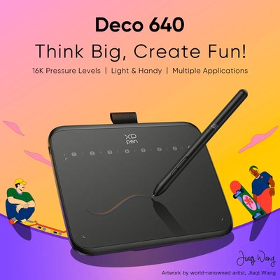 XP-PEN ταμπλέτα σχεδίασης με γραφίδα Deco 640, 160x90mm, μαύρο