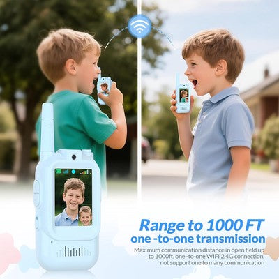MAFITI παιδικά walkie talkie JK200 με οθόνη & κάμερα, 3+ ετών, επαναφορτιζόμενα, μπλε, 2τμχ