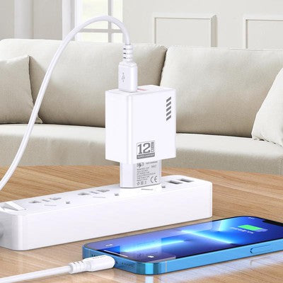 KAKUSIGA φορτιστής τοίχου KSC-1238 με καλώδιο Lightning, 2x USB, 12W, μαύρος