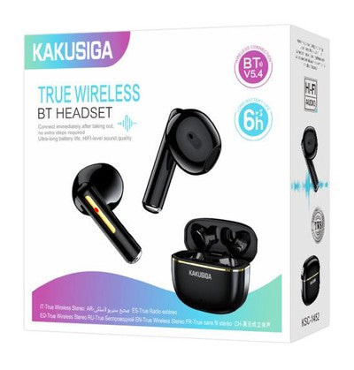 KAKUSIGA earphones με θήκη φόρτισης KSC-1482, True Wireless, 15mm, 35/300mAh, μαύρα