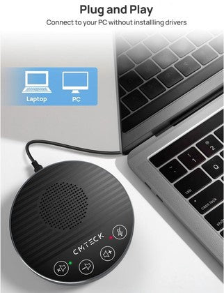 CMTECK επιτραπέζιο μικρόφωνο LE2102 με ηχείο, omnidirectional, USB/USB-C, μαύρο