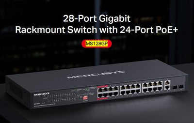 MERCUSYS rackmount switch MS128GP, 28x Gigabit θύρες, PoE+, V1.0