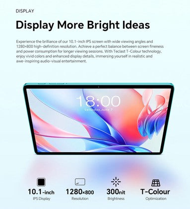 TECLAST tablet P33, 10.1", 3/64GB, Android 15, 6000mAh, μπλε