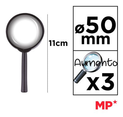 MP μεγεθυντικός φακός PA170, x3, 50mm, πλαστικός με γυάλινο φακό, μαύρος