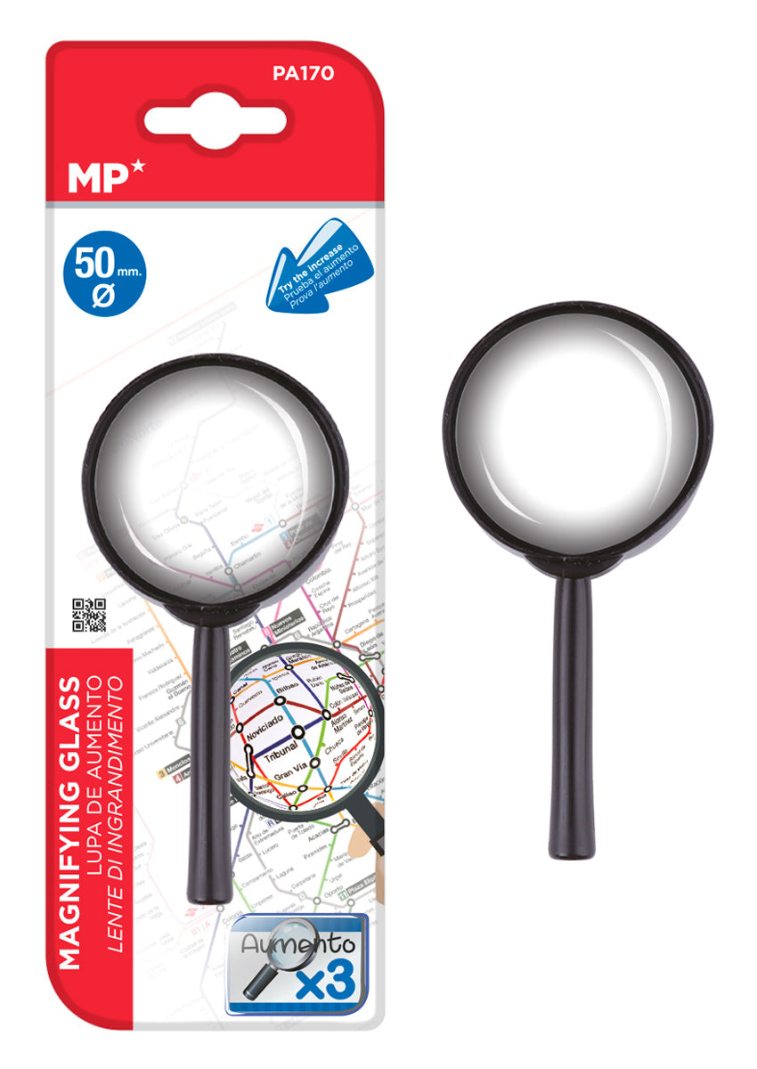 MP μεγεθυντικός φακός PA170, x3, 50mm, πλαστικός με γυάλινο φακό, μαύρος
