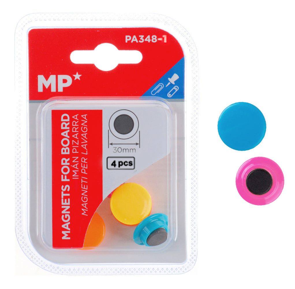 MP σετ μαγνήτες PA348-1, στρογγυλοί, 30mm, χρωματιστοί, 4τμχ