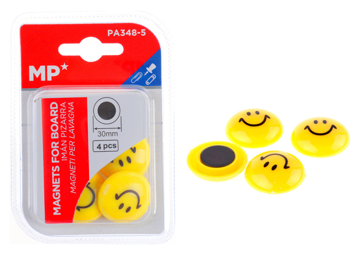 MP σετ μαγνήτες smiley face PA348-5, στρογγυλοί, 30mm, κίτρινοι, 5τμχ