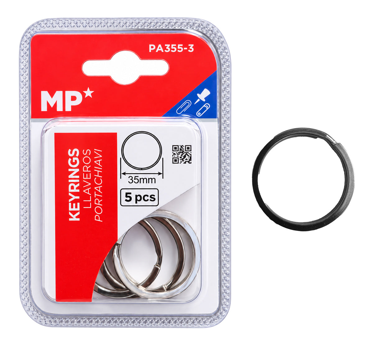 MP σετ μεταλλικοί κρίκοι κλειδιών PA355-3, 35mm, 5τμχ