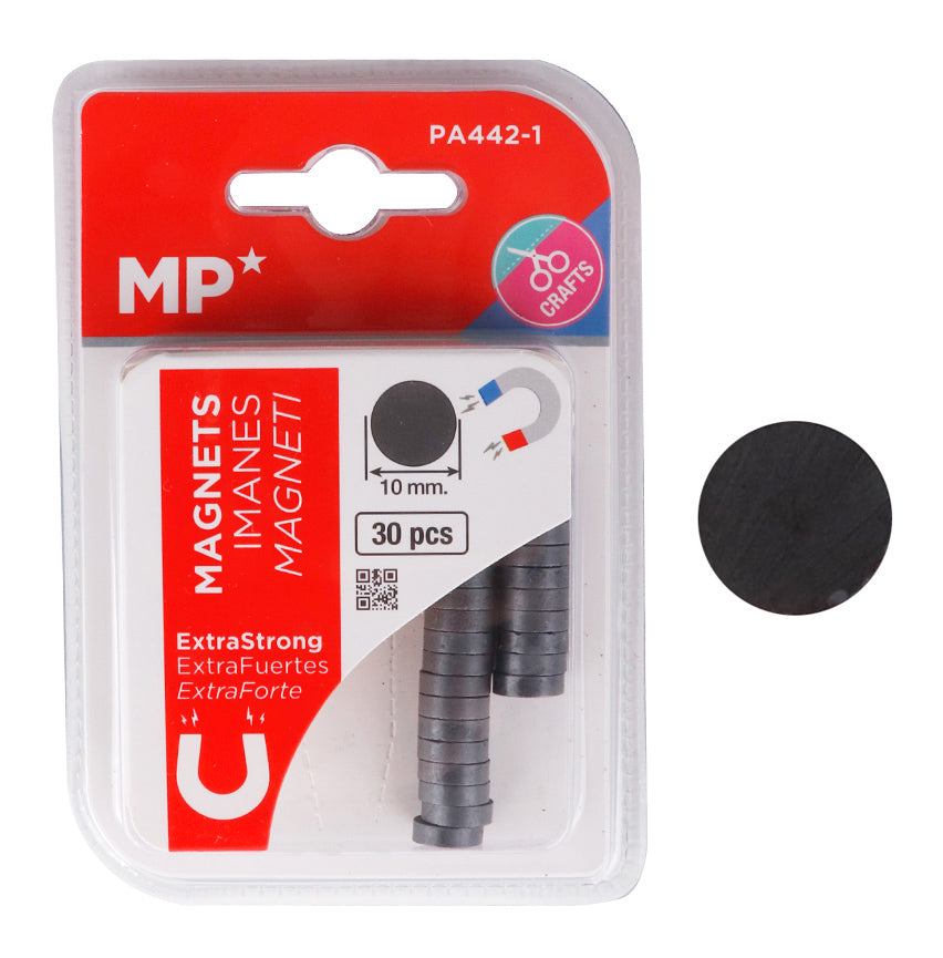 MP σετ μαγνήτες PA442-1, στρογγυλοί, 10mm, ανθρακί, 30τμχ