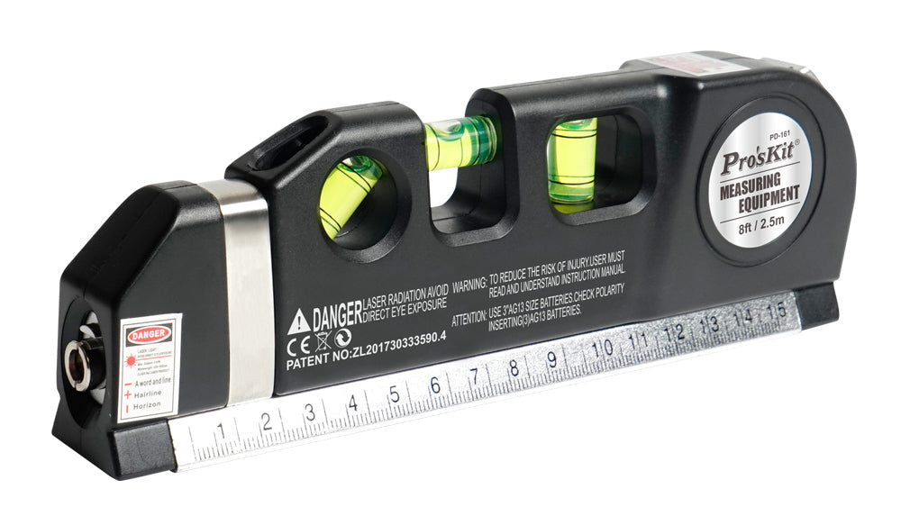 PROSKIT γραμμικό αλφάδι laser PD-161-C με κόκκινη δέσμη, μετροταινία