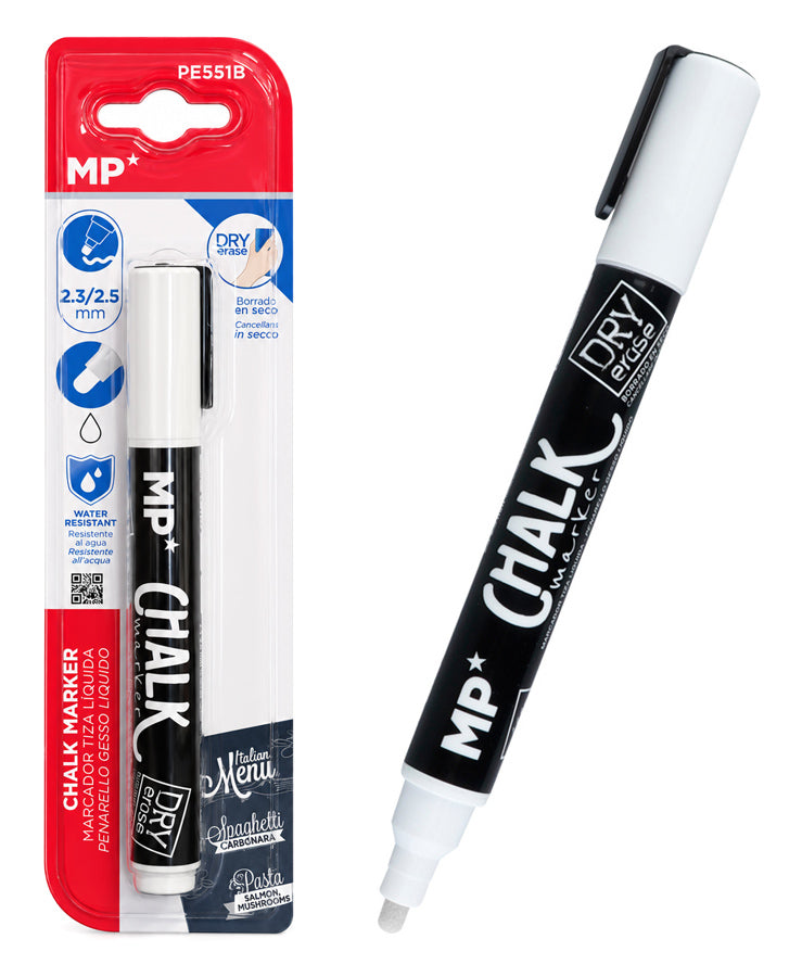 MP μαρκαδόρος υγρής κιμωλίας PE551B, 2.3-2.5mm, λευκός