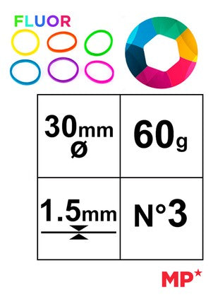 MP λαστιχάκια συσκευασίας PG016, No3, 1.5x30mm, 60g, χρωματιστά