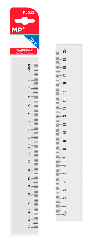MP πλαστικός χάρακας PL022, 20cm, διάφανος