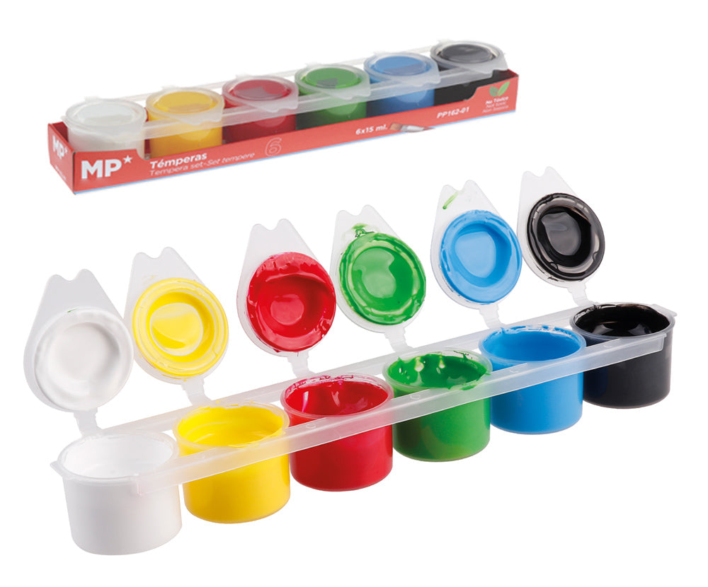 MP σετ τέμπερες ζωγραφικής PP162-01, 6x 15ml, διάφορα χρώματα