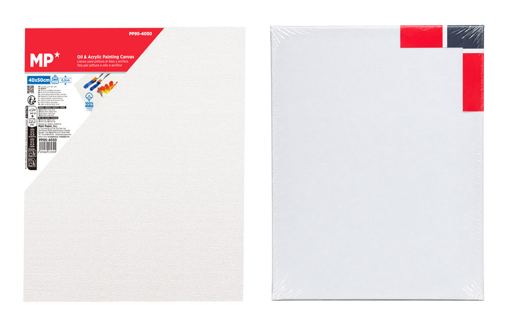 MP καμβάς καρτολίνο ζωγραφικής PP95-4050, 40x50cm, 280gr/m², λευκός