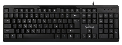 POWERTECH πληκτρολόγιο PT-1069, ενσύρματο, multimedia, EN/GR, μαύρο