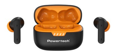 POWERTECH earphones με θήκη φόρτισης PT-1431, True Wireless, 40/400mAh, ANC & ENC, μαύρα