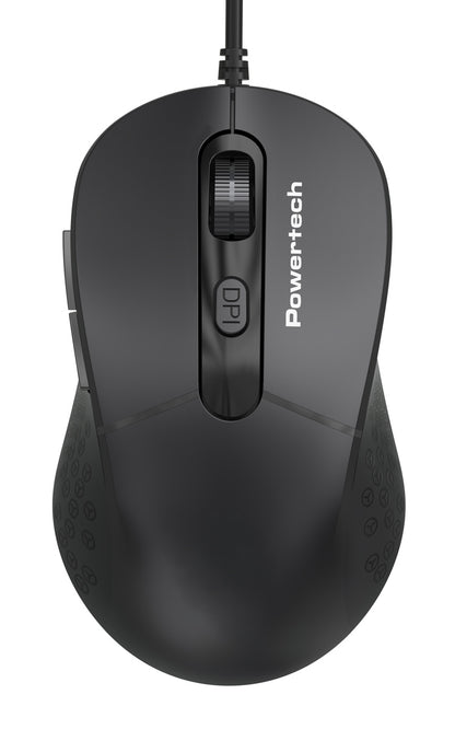 POWERTECH ενσύρματο ποντίκι PT-1467, οπτικό, έως 1600DPI, μαύρο