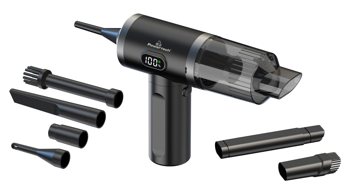 POWERTECH 2 σε 1 σκουπάκι χειρός & air duster PT-1576, 50W, 3600mAh, μαύρο