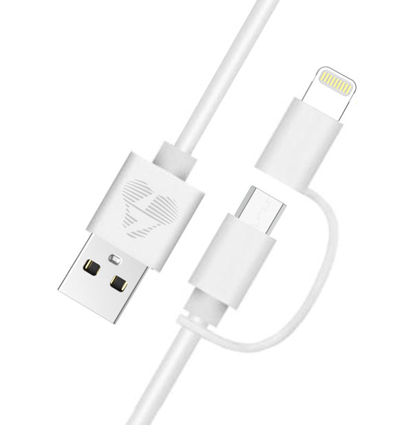 POWERTECH καλώδιο USB σε Micro/Lightning PT-707, MFi, 2.4A, 1m, λευκό