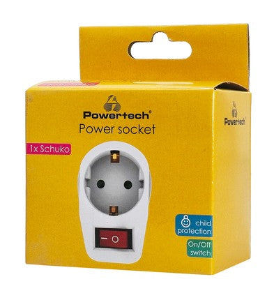 POWERTECH αντάπτορας ρεύματος PT-811, 1x schuko, 16A, λευκός