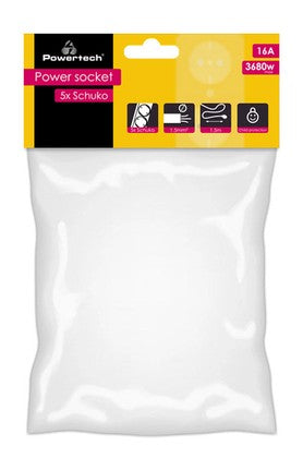 POWERTECH πολύπριζο PT-870, 5x schuko, 16A, 1,5m, μαύρο
