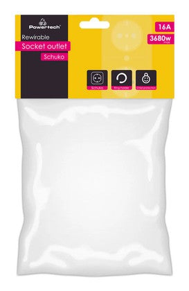 POWERTECH φις ρεύματος PT-887, 1x schuko, 16A, λευκό