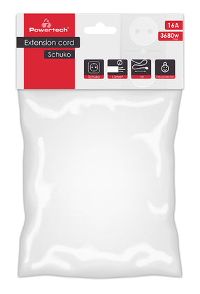 POWERTECH μπαλαντέζα ρεύματος PT-888, 1x schuko, 16A, 3m, λευκή