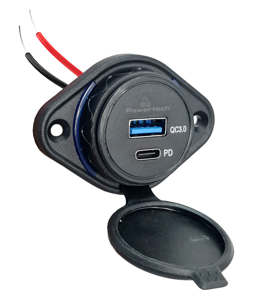 POWERTECH πρίζα USB για σκάφη & οχήματα PTL-007, USB & USB-C, 36W, IP65