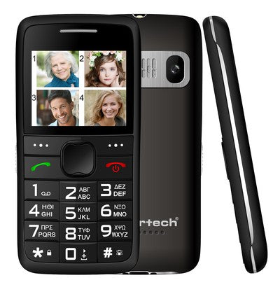 POWERTECH κινητό τηλέφωνο Sentry Eco V2, dual SIM, πλήκτρο SOS, μαύρο