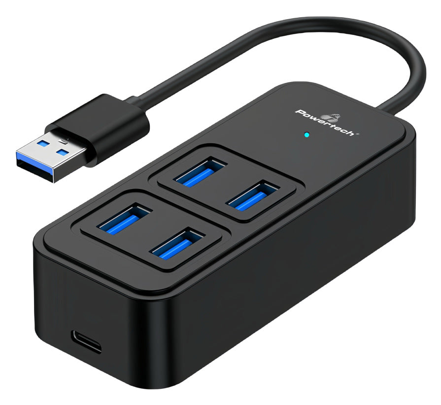 POWERTECH USB 3.2 hub PTR-0153, 4x θυρών, 5Gbps, USB σύνδεση, μαύρο