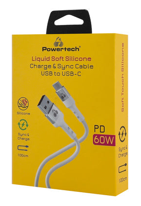POWERTECH καλώδιο USB-C σε USB PTR-0162, σιλικόνης, 60W, 480Mbps, 1m, λευκό