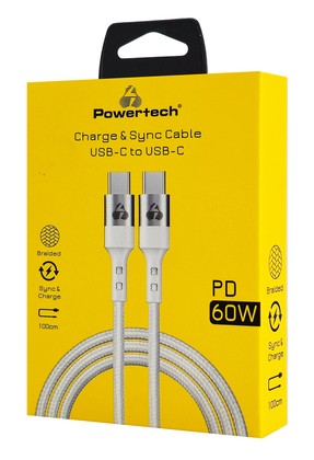 POWERTECH καλώδιο USB-C σε USB-C PTR-0167, PD 60W, copper, 1m, λευκό