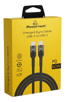 POWERTECH καλώδιο USB-C σε USB-C PTR-0168, PD 60W, copper, 1.5m, μαύρο